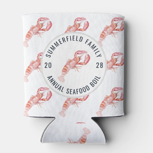 パーソナライズされたカニ・ザリガニのパーティー 缶クーラー (裏面)