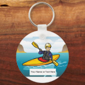 パーソナライズされたカヤック – 男性の漫画 キーホルダー (正面)