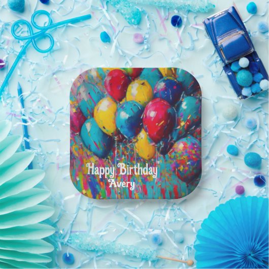 パーソナライズされたカラフルおもしろい誕生日ケーキ ペーパープレート (パーティー)