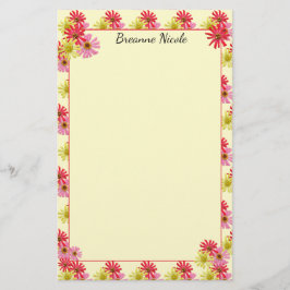 パーソナライズされたカラフルなサボテンZinnia 5.5 x 8.5 便箋