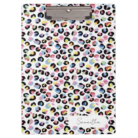 パーソナライズされたカラフルアニマルプリント クリップボード (正面)