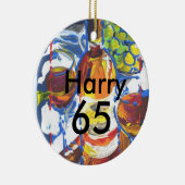 パーソナライズされたカラフルカクテル65歳の誕生日の名前 セラミックオーナメント (右)