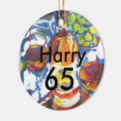 パーソナライズされたカラフルカクテル65歳の誕生日の名前 セラミックオーナメント (左)