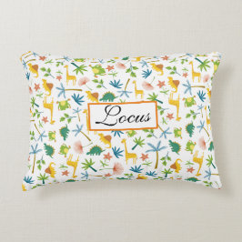 パーソナライズされたカラフルサファリ子供部屋キリン少年 アクセントクッション