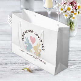 パーソナライズされたカラフルシンプルパステルイースターバニー ラージペーパーバッグ