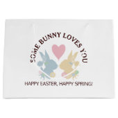 パーソナライズされたカラフルシンプルパステルイースターバニー ラージペーパーバッグ (正面)