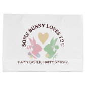 パーソナライズされたカラフルシンプルパステルイースターバニー ラージペーパーバッグ (裏面)