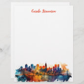 パーソナライズされたカラフルスカイライン レターヘッド (正面/裏面)