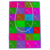 パーソナライズされたカラフルデイジーフローラアートありがとう ミディアムペーパーバッグ (正面)