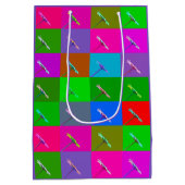 パーソナライズされたカラフルデイジーフローラアートありがとう ミディアムペーパーバッグ (裏面)