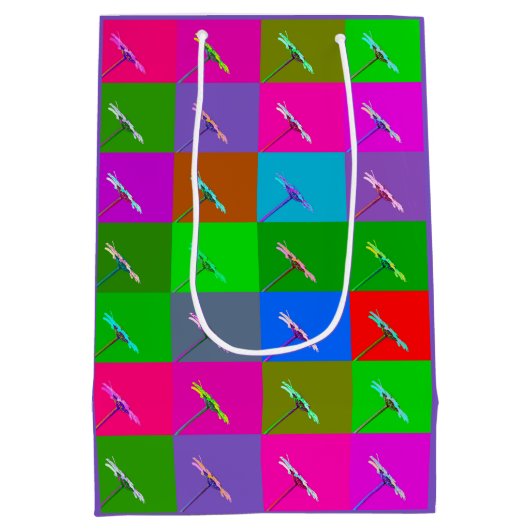 パーソナライズされたカラフルデイジーフローラアートありがとう ミディアムペーパーバッグ (裏面)