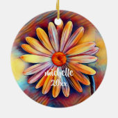 パーソナライズされたカラフルデイジー セラミックオーナメント (裏面)