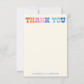 パーソナライズされたカラフルトレンディーウェスタンタイポグラフィ サンキューカード (正面)