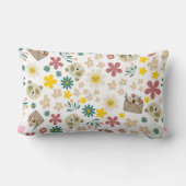 パーソナライズされたカラフルフローラガーリーピンク ランバークッション (裏面)