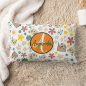 パーソナライズされたカラフルフローラガーリーピンク ランバークッション (ブランケット)