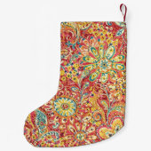 パーソナライズされたカラフルフローラストッキング スモールクリスマスストッキング (裏面)