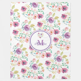 パーソナライズされたカラフルフローラハート フリースブランケット