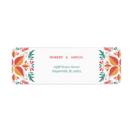 パーソナライズされたカラフルフローラ差出人住所 ラベル