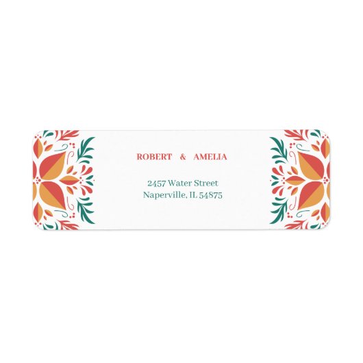 パーソナライズされたカラフルフローラ差出人住所 ラベル (正面)