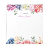 パーソナライズされたカラフルフローラ水彩メモ帳 ノートパッド (正面)