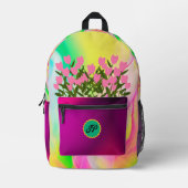 パーソナライズされたカラフルフローラ プリントバックパック (正面)