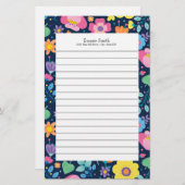 パーソナライズされたカラフルフローラ 便箋 (正面/裏面)