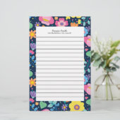 パーソナライズされたカラフルフローラ 便箋 (スタンド正面)