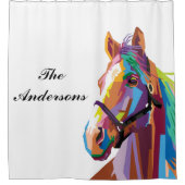 パーソナライズされたカラフルポップ・アートの馬 シャワーカーテン (正面)