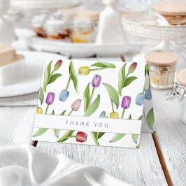 パーソナライズされたカラフルモダンチューリップサンキューカード サンキューカード