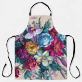 パーソナライズされたカラフルモダンフローラ エプロン (正面)