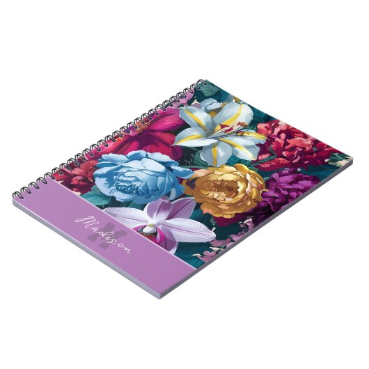 パーソナライズされたカラフルモダンフローラ ノートブック (左側)