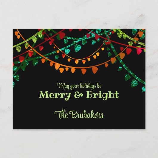 パーソナライズされたカラフルユニーク聖降誕祭 シーズンポストカード (正面)