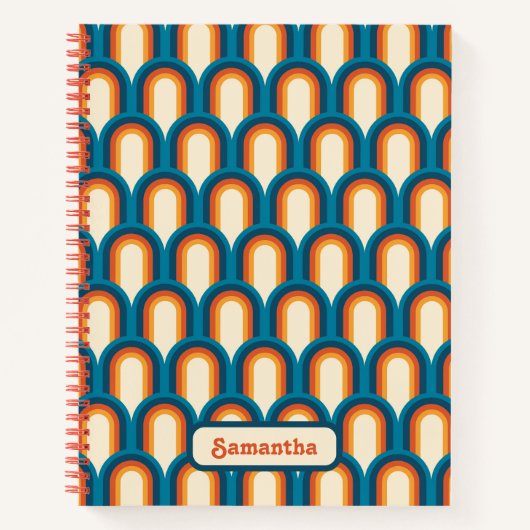 パーソナライズされたカラフルレトロアーチレインボーパターン ノートブック (正面)