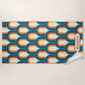 パーソナライズされたカラフルレトロアーチレインボーパターン ビーチタオル (正面)