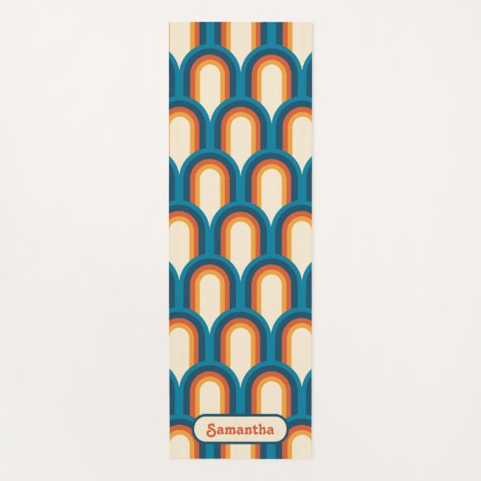 パーソナライズされたカラフルレトロアーチレインボーパターン ヨガマット (正面)