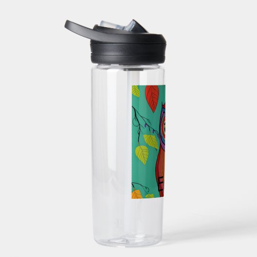 パーソナライズされたカラフル予測できなフォークアート抽象芸術フクロウ ウォーターボトル (右面)