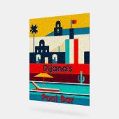 パーソナライズされたカラフル平滑ビーチデザイン アクリルサイン (傾斜)