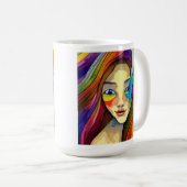 パーソナライズされたカラフル抽象芸術かわいらし女子 コーヒーマグカップ (正面右)