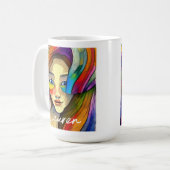 パーソナライズされたカラフル抽象芸術かわいらし女子 コーヒーマグカップ (正面左)