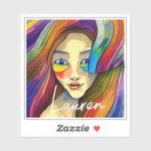 パーソナライズされたカラフル抽象芸術かわいらし女子 シール (シート)
