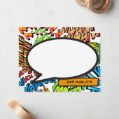 パーソナライズされたカラフル漫画本の音声バブル ノートカード (正面/裏面インサイチュ)