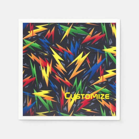 パーソナライズされたカラフル稲妻はナプキン。 スタンダードカクテルナプキン (正面)