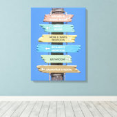 パーソナライズされたカラフル素朴ビーチ標識 キャンバスプリント (インサイチュ (ウッドフロア))