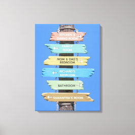 パーソナライズされたカラフル素朴ビーチ標識 キャンバスプリント