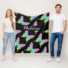 パーソナライズされたカラフル蝶パターン フリースブランケット