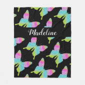 パーソナライズされたカラフル蝶パターン フリースブランケット (正面)
