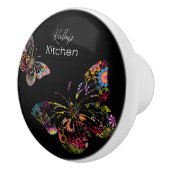 パーソナライズされたカラフル蝶ブラック セラミックノブ (右)