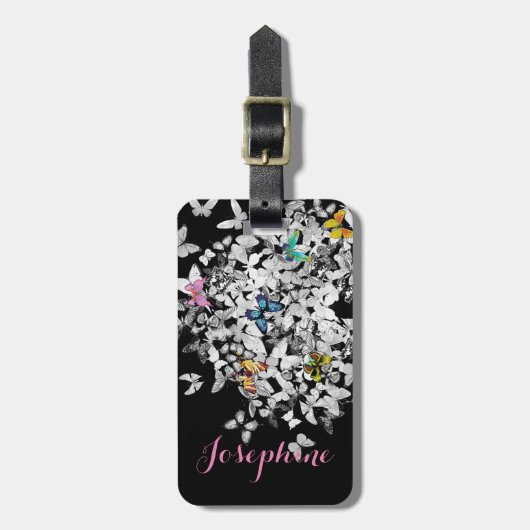 パーソナライズされたカラフル蝶ラゲッジタグ ラゲッジタグ (正面縦)