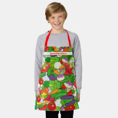 パーソナライズされたカラフル野菜 エプロン (着用した状態)