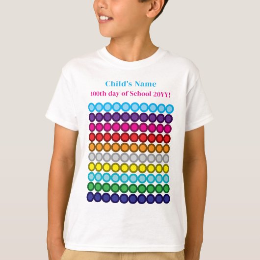 パーソナライズされたカラフル100日目 Tシャツ (正面)